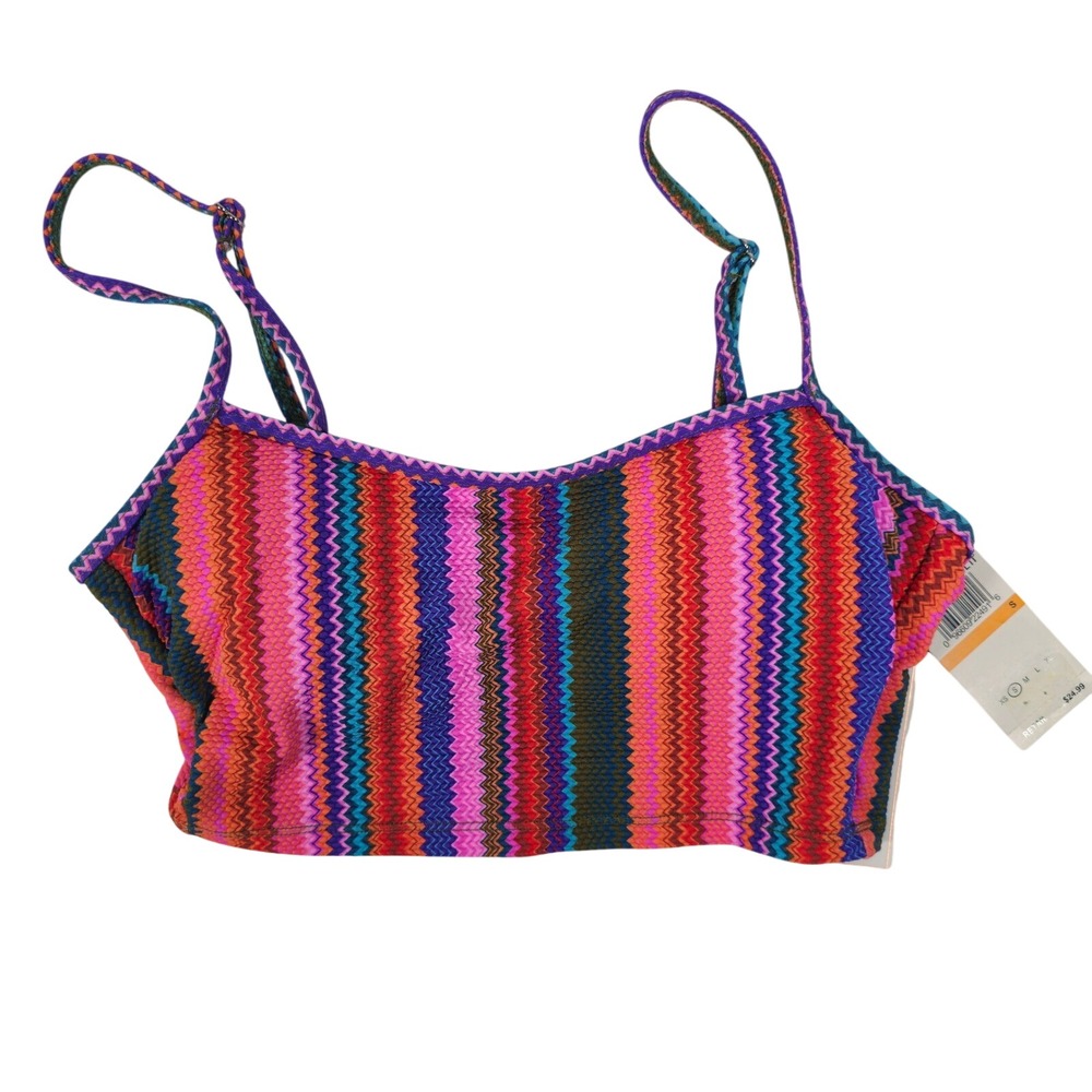 SALT & COVE‎ Multi Zigzag Stripe Cropped Bikini Top Size S